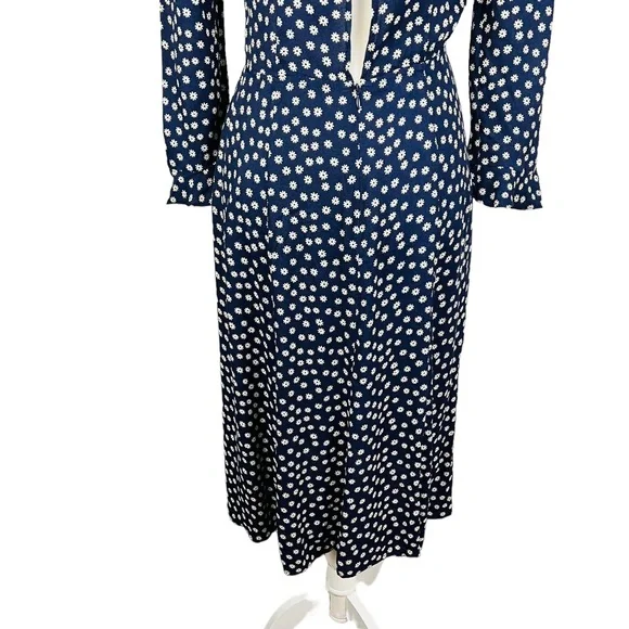 Reformation Heidi Navy And White Floral Midi Dress. - Picture 9 of 12